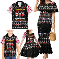 Wine Red Christmas Christmas Christmas Family Matching Mermaid Dress and Hawaiian Shirt Xmas Holiday Patterns - Wonder Print Shop