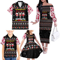 Wine Red Christmas Christmas Christmas Family Matching Off The Shoulder Long Sleeve Dress and Hawaiian Shirt Xmas Holiday Patterns - Wonder Print Shop