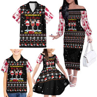 Wine Red Christmas Christmas Christmas Family Matching Off The Shoulder Long Sleeve Dress and Hawaiian Shirt Xmas Holiday Patterns - Wonder Print Shop