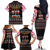 Wine Red Christmas Christmas Christmas Family Matching Off The Shoulder Long Sleeve Dress and Hawaiian Shirt Xmas Holiday Patterns - Wonder Print Shop