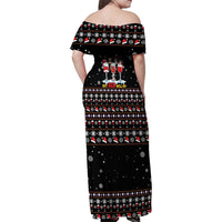 Wine Red Christmas Christmas Christmas Family Matching Off Shoulder Maxi Dress and Hawaiian Shirt Xmas Holiday Patterns - Wonder Print Shop