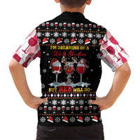 Wine Red Christmas Christmas Christmas Family Matching Off Shoulder Short Dress and Hawaiian Shirt Xmas Holiday Patterns - Wonder Print Shop