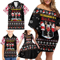 Wine Red Christmas Christmas Christmas Family Matching Off Shoulder Short Dress and Hawaiian Shirt Xmas Holiday Patterns - Wonder Print Shop
