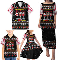 Wine Red Christmas Christmas Christmas Family Matching Puletasi and Hawaiian Shirt Xmas Holiday Patterns - Wonder Print Shop