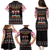 Wine Red Christmas Christmas Christmas Family Matching Puletasi and Hawaiian Shirt Xmas Holiday Patterns - Wonder Print Shop