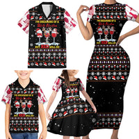 Wine Red Christmas Christmas Christmas Family Matching Short Sleeve Bodycon Dress and Hawaiian Shirt Xmas Holiday Patterns - Wonder Print Shop