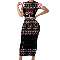 Wine Red Christmas Christmas Christmas Family Matching Short Sleeve Bodycon Dress and Hawaiian Shirt Xmas Holiday Patterns - Wonder Print Shop