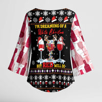 Wine Red Christmas Christmas Christmas Kimono Sleeve Blouse Xmas Holiday Patterns - Wonder Print Shop