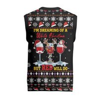 Wine Red Christmas Christmas Knitted V-Neck Vest Xmas Holiday Patterns - Wonder Print Shop