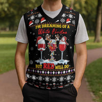 Wine Red Christmas Christmas Knitted V-Neck Vest Xmas Holiday Patterns - Wonder Print Shop