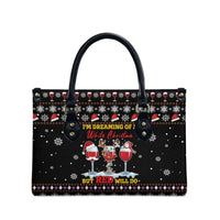 Wine Red Christmas Christmas Christmas Leather Bag Xmas Holiday Patterns - Wonder Print Shop