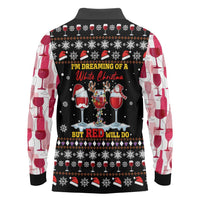 Wine Red Christmas Christmas Christmas Long Sleeve Polo Shirt Xmas Holiday Patterns - Wonder Print Shop
