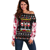 Wine Red Christmas Christmas Christmas Off Shoulder Sweater Xmas Holiday Patterns - Wonder Print Shop