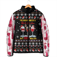 Wine Red Christmas Christmas Christmas Padded Jacket Xmas Holiday Patterns - Wonder Print Shop