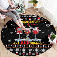 Wine Red Christmas Christmas Christmas Round Carpet Xmas Holiday Patterns - Wonder Print Shop