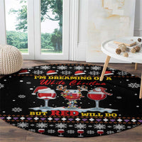 Wine Red Christmas Christmas Christmas Round Carpet Xmas Holiday Patterns - Wonder Print Shop