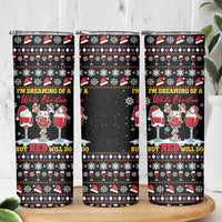 Wine Red Christmas Christmas Christmas Skinny Tumbler Xmas Holiday Patterns - Wonder Print Shop