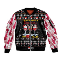Wine Red Christmas Christmas Christmas Sleeve Zip Bomber Jacket Xmas Holiday Patterns - Wonder Print Shop