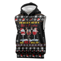 Wine Red Christmas Christmas Christmas Sleeveless Zip Hoodie Xmas Holiday Patterns - Wonder Print Shop