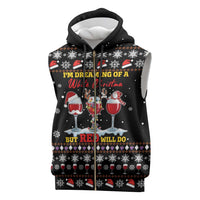 Wine Red Christmas Christmas Christmas Sleeveless Zip Hoodie Xmas Holiday Patterns - Wonder Print Shop