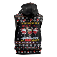 Wine Red Christmas Christmas Christmas Sleeveless Zip Hoodie Xmas Holiday Patterns - Wonder Print Shop