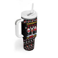 Wine Red Christmas Christmas Christmas Tumbler With Handle Xmas Holiday Patterns - Wonder Print Shop