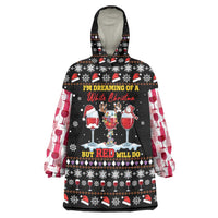 Wine Red Christmas Christmas Christmas Wearable Blanket Hoodie Xmas Holiday Patterns - Wonder Print Shop