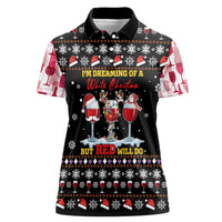 Wine Red Christmas Christmas Christmas Women Polo Shirt Xmas Holiday Patterns - Wonder Print Shop