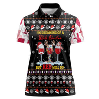 Wine Red Christmas Christmas Christmas Women Polo Shirt Xmas Holiday Patterns - Wonder Print Shop