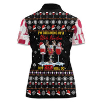 Wine Red Christmas Christmas Christmas Women Polo Shirt Xmas Holiday Patterns - Wonder Print Shop
