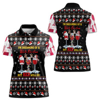 Wine Red Christmas Christmas Christmas Women Polo Shirt Xmas Holiday Patterns - Wonder Print Shop