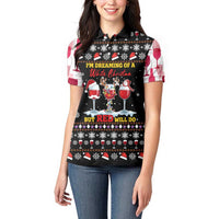Wine Red Christmas Christmas Christmas Women Polo Shirt Xmas Holiday Patterns - Wonder Print Shop