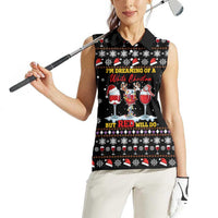 Wine Red Christmas Christmas Christmas Women Sleeveless Polo Shirt Xmas Holiday Patterns - Wonder Print Shop