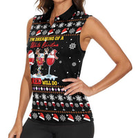 Wine Red Christmas Christmas Christmas Women Sleeveless Polo Shirt Xmas Holiday Patterns - Wonder Print Shop
