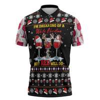 Wine Red Christmas Christmas Christmas Zipper Polo Shirt Xmas Holiday Patterns - Wonder Print Shop