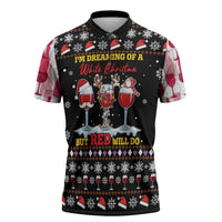 Wine Red Christmas Christmas Christmas Zipper Polo Shirt Xmas Holiday Patterns - Wonder Print Shop