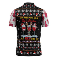 Wine Red Christmas Christmas Christmas Zipper Polo Shirt Xmas Holiday Patterns - Wonder Print Shop