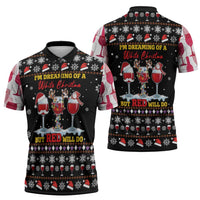 Wine Red Christmas Christmas Christmas Zipper Polo Shirt Xmas Holiday Patterns - Wonder Print Shop