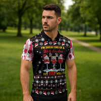Wine Red Christmas Christmas Christmas Zipper Polo Shirt Xmas Holiday Patterns - Wonder Print Shop