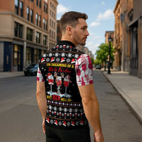Wine Red Christmas Christmas Christmas Zipper Polo Shirt Xmas Holiday Patterns - Wonder Print Shop