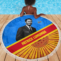 Patrice Lumumba Beach Blanket with Congolese Flag Colors and African History Quote - Wonder Print Shop