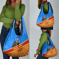 Patrice Lumumba Grocery Bag with Congolese Flag Colors and African History Quote - Wonder Print Shop