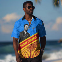 Patrice Lumumba Hawaiian Shirt with Congolese Flag Colors and African History Quote - Wonder Print Shop