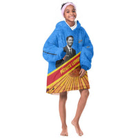 Patrice Lumumba Kid Wearable Blanket Hoodie with Congolese Flag Colors and African History Quote - Wonder Print Shop