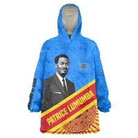 Patrice Lumumba Kid Wearable Blanket Hoodie with Congolese Flag Colors and African History Quote - Wonder Print Shop
