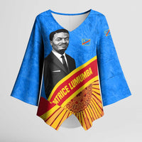 Patrice Lumumba Kimono Sleeve Blouse with Congolese Flag Colors and African History Quote - Wonder Print Shop