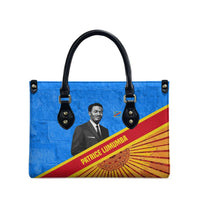 Patrice Lumumba Leather Bag with Congolese Flag Colors and African History Quote - Wonder Print Shop