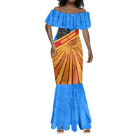 Patrice Lumumba Mermaid Dress with Congolese Flag Colors and African History Quote - Wonder Print Shop