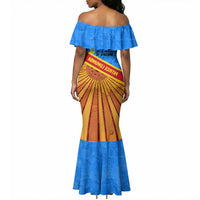 Patrice Lumumba Mermaid Dress with Congolese Flag Colors and African History Quote - Wonder Print Shop