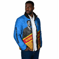 Patrice Lumumba Padded Jacket with Congolese Flag Colors and African History Quote - Wonder Print Shop